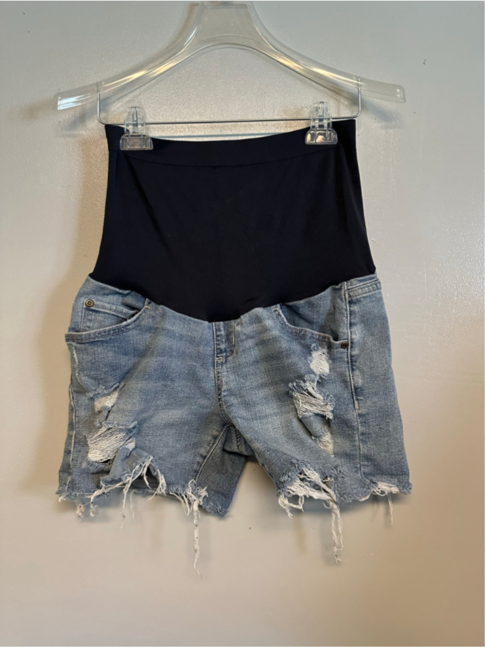 Sonoma Maternity Distressed Jean Shorts Blue Black Size 4